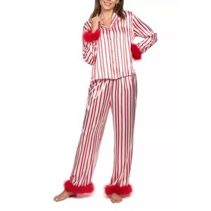 Linea Donatella Red and White Striped Pajama Set